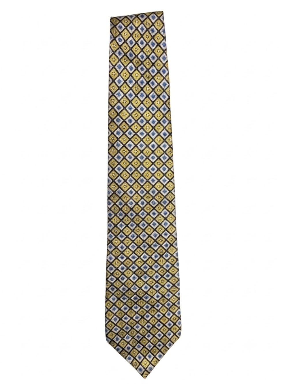 Tommy Hilfiger Yellow and Blue Geometric Diamond Tie